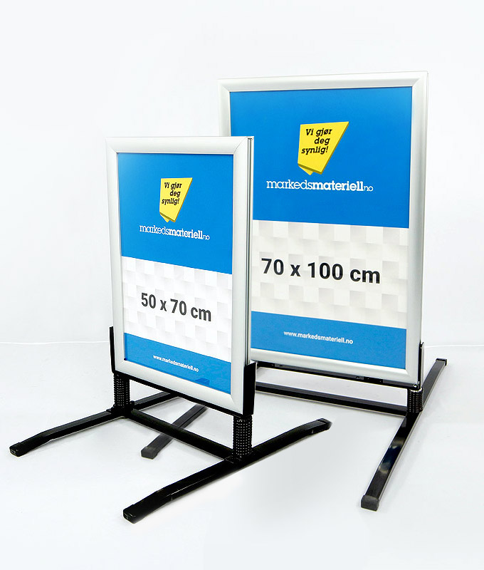 Gatebukk hardfør med klemlist aluminium 50x70 cm og 70x100 cm fra Markedsmateriell.no