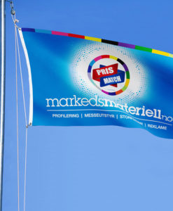 Logoflagg, reklameflagg og flagg med trykk fra Markedsmateriell.no