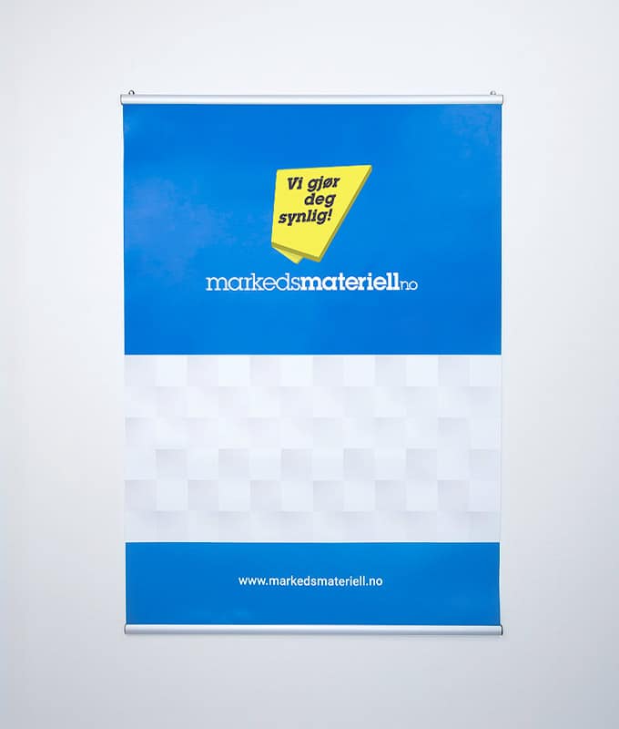 Plakatlist 50, 70 og 100 cm bredde oppheng til plakat og banner med klemlist fra Markedsmateriell