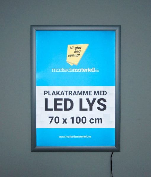 Plakatramme med LED lys 70x100 cm for utendørs bruk.
