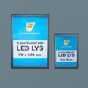 Plakatrammer med LED lys 50x70 og 70x100 cm for utendørs bruk.