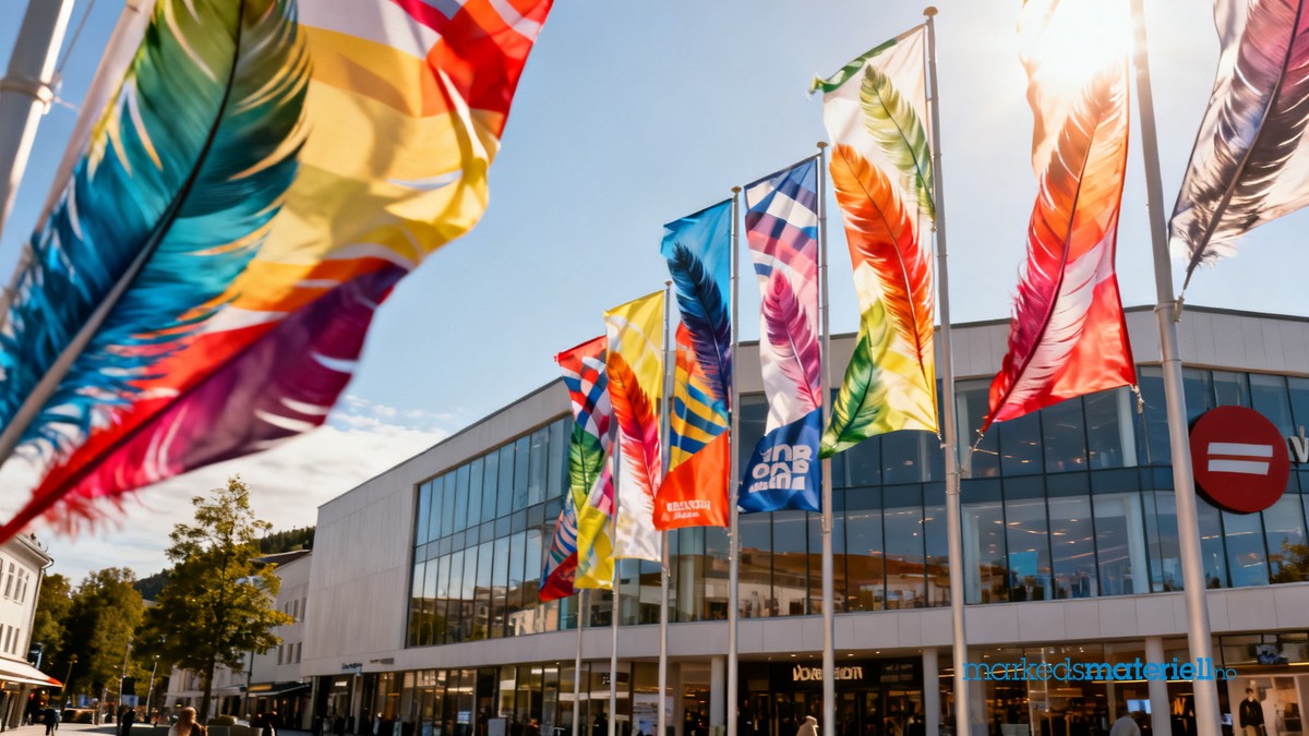 Beachflagg og logoflagg enkelt og dobbeltsidig